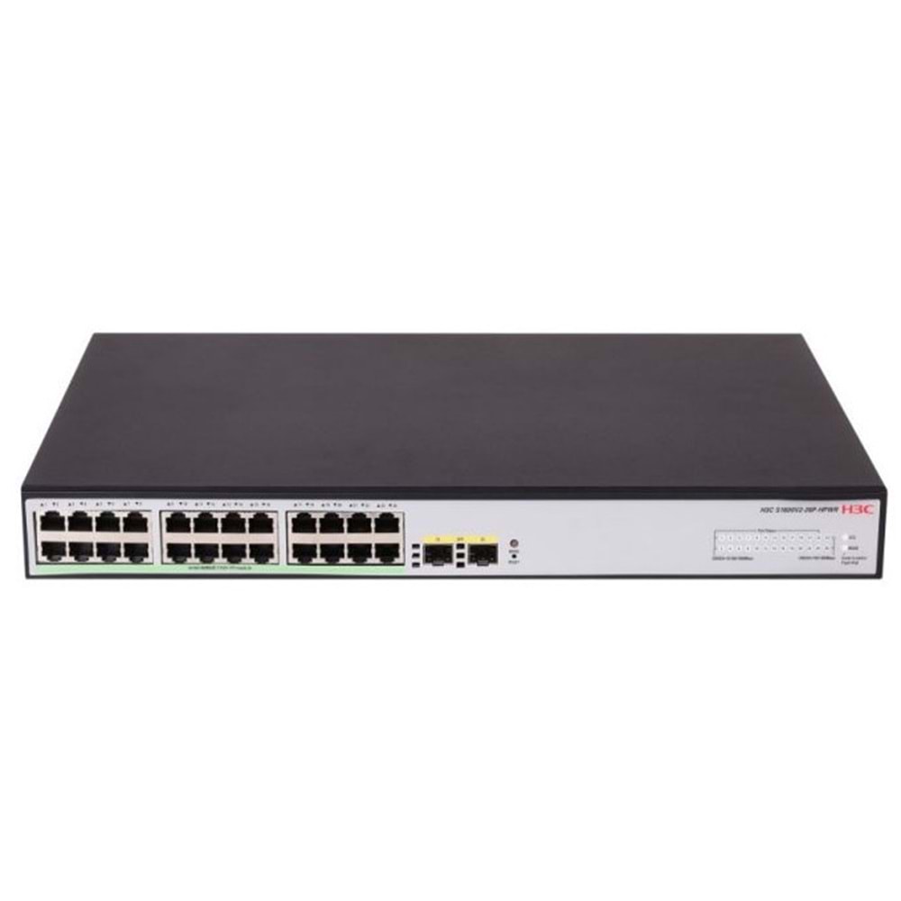 H3C LS-1600V2-26P-HPWR-GL 24 Port 10/100/1000 370W PoE +2SFP Yönetileblir Switch