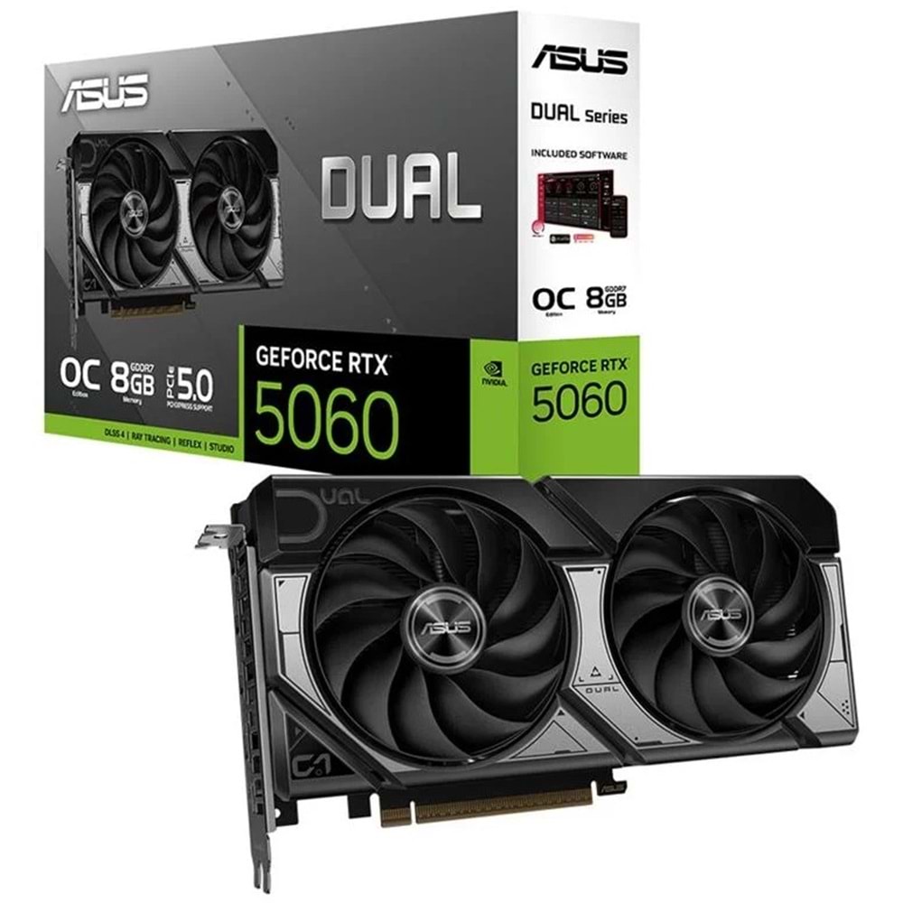 Asus DUAL-RTX5060-O8G 8GB 128Bit GDDR7 DP/HDMI PCI 5.0 Ekran Kartı