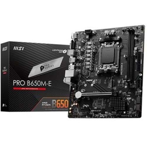 MSI PRO B650M-E DDR5 6800MHZ 1XVGA 1XHDMI 1XM.2 USB 3.2 MATX AM5 (AMD AM5 9000,8000,7000 Serili İşlemci Uyumulu)