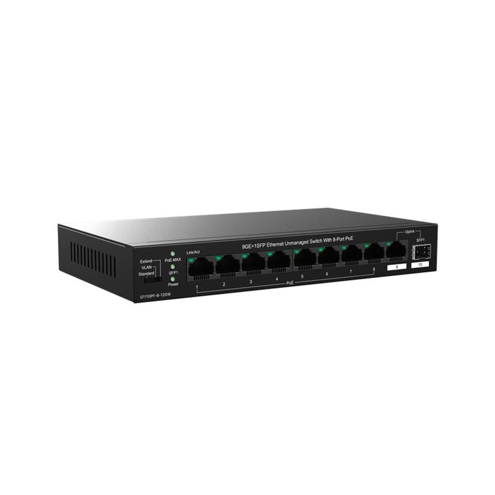 Ip-Com IP-G1110PF-8-120W 8 Port Gigabit + 1X1GB RJ45/SFP Port 120W 250 Metre POE Switch