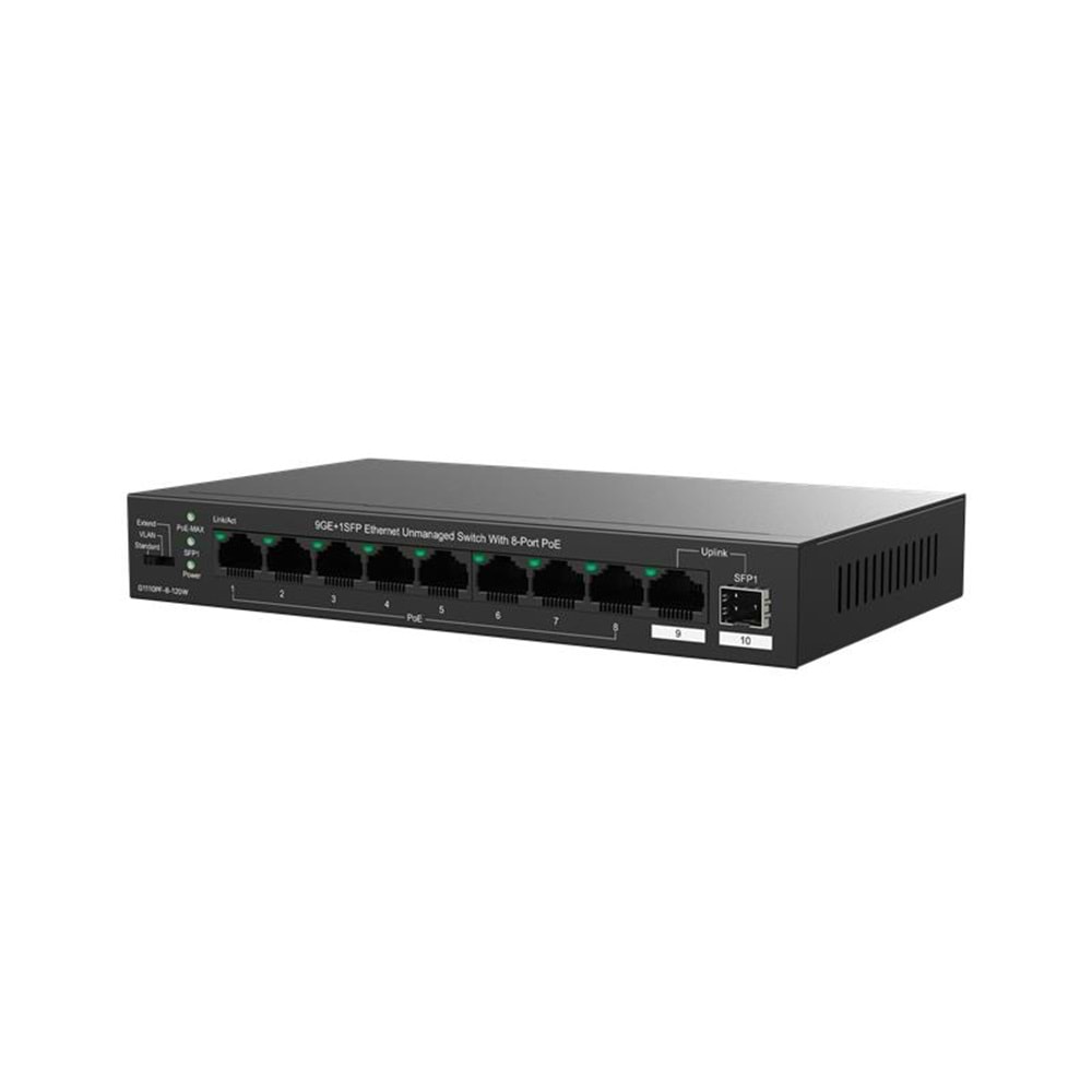 Ip-Com IP-G1110PF-8-120W 8 Port Gigabit + 1X1GB RJ45/SFP Port 120W 250 Metre POE Switch