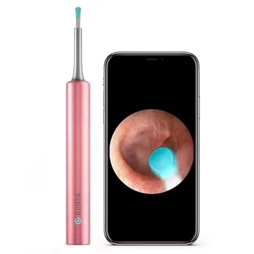 Bebird T5 3MP Kamera 3.5MM Lens Şarjlı Wifi Görüntülü Kulak Temizleyici Pembe