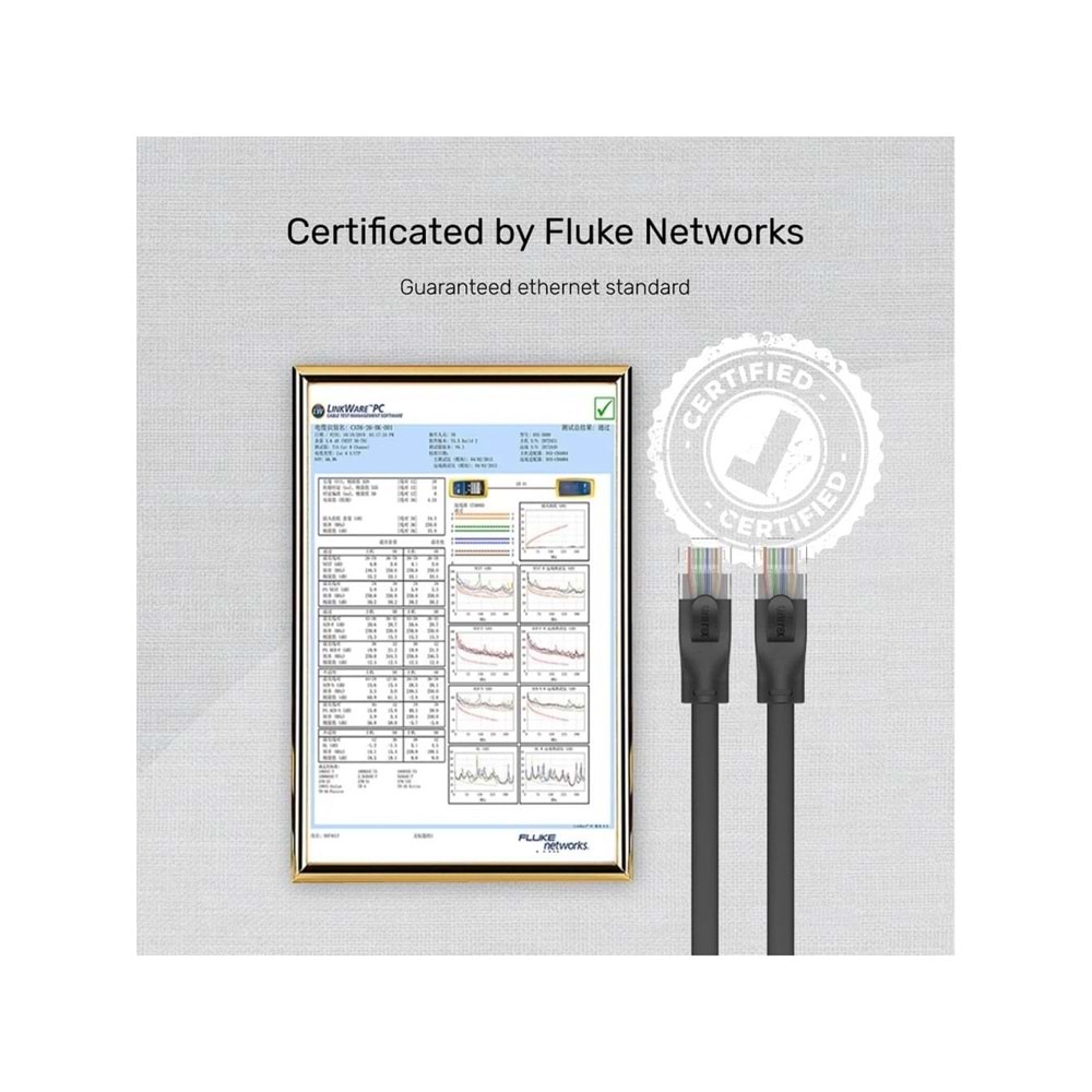 UNITEK CAT6 Patch Kablo 20 Metre Flat 1Gbps – Siyah – C1815GBK