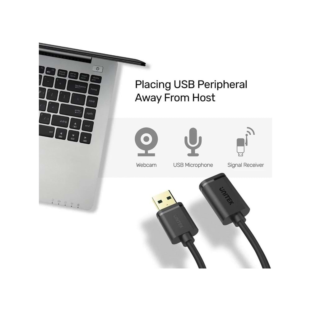 UNITEK USB 3.0 (M) to USB 3.0 (F) Uzatma Kablosu 1.5 Metre – 5Gbps – Y-C459GBK