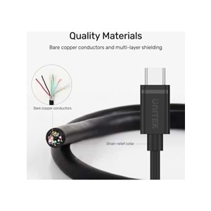 UNITEK Type-C Hızlı Şarj Kablosu 1 Metre – 60W – Y-C477BK