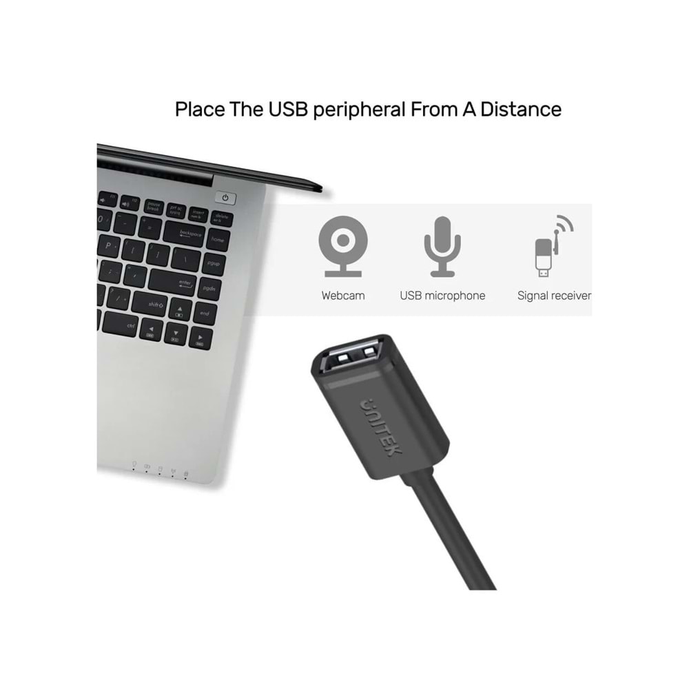 UNITEK USB-A (M) to USB-A (F) Uzatma Kablosu 1.5 Metre – Y-C449GBK