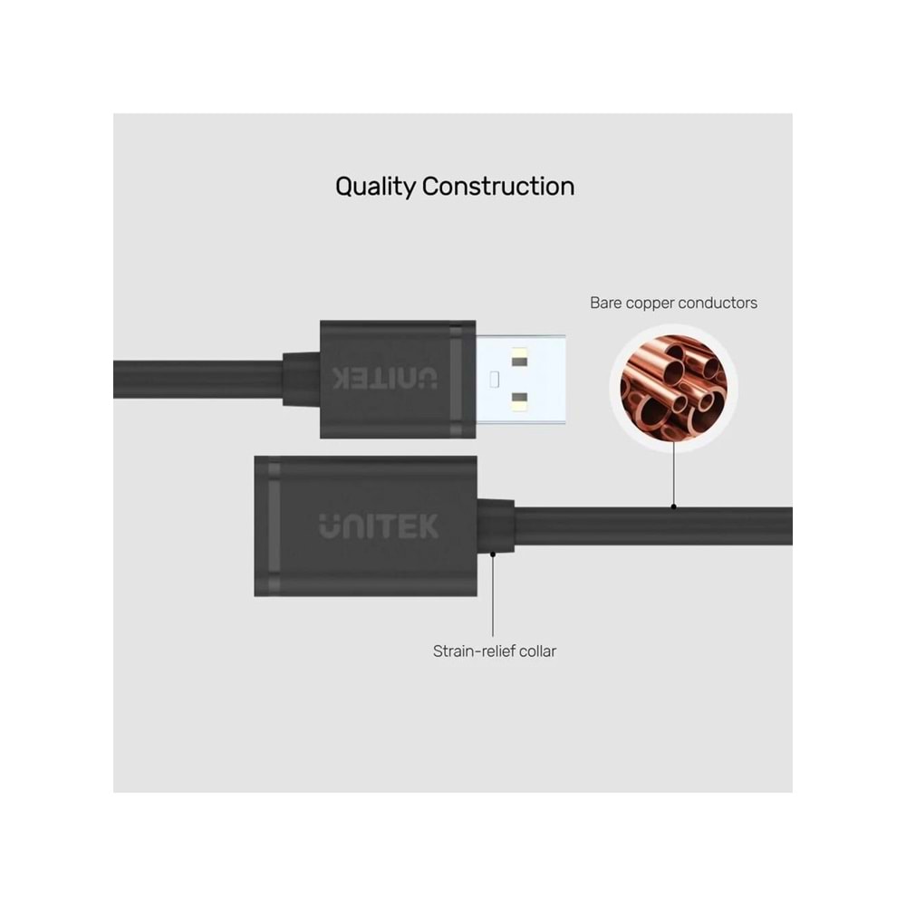 UNITEK USB-A (M) to USB-A (F) Uzatma Kablosu 1.5 Metre – Y-C449GBK