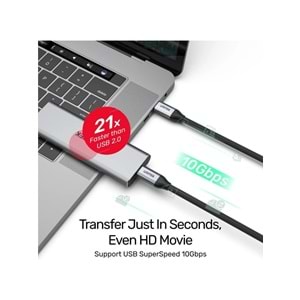 UNITEK USB-C 3.2 Kablosu 1 Metre – 100W PD, 10Gbps, 4K@60Hz – C14082ABK