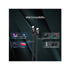 UNITEK USB4 Thunderbolt Kablosu 0.8 Metre – 40Gbps, 100W, 8K@60Hz – C14100BK-0.8M