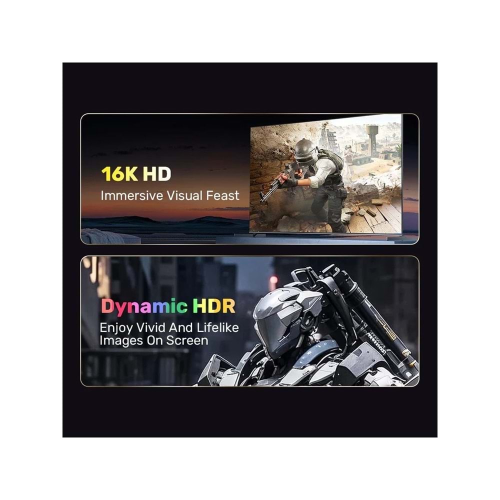 UNITEK DisplayPort 2.1 Kablosu 3 Metre – 16K@60Hz, %100 Bakır – C1626GY01-3M