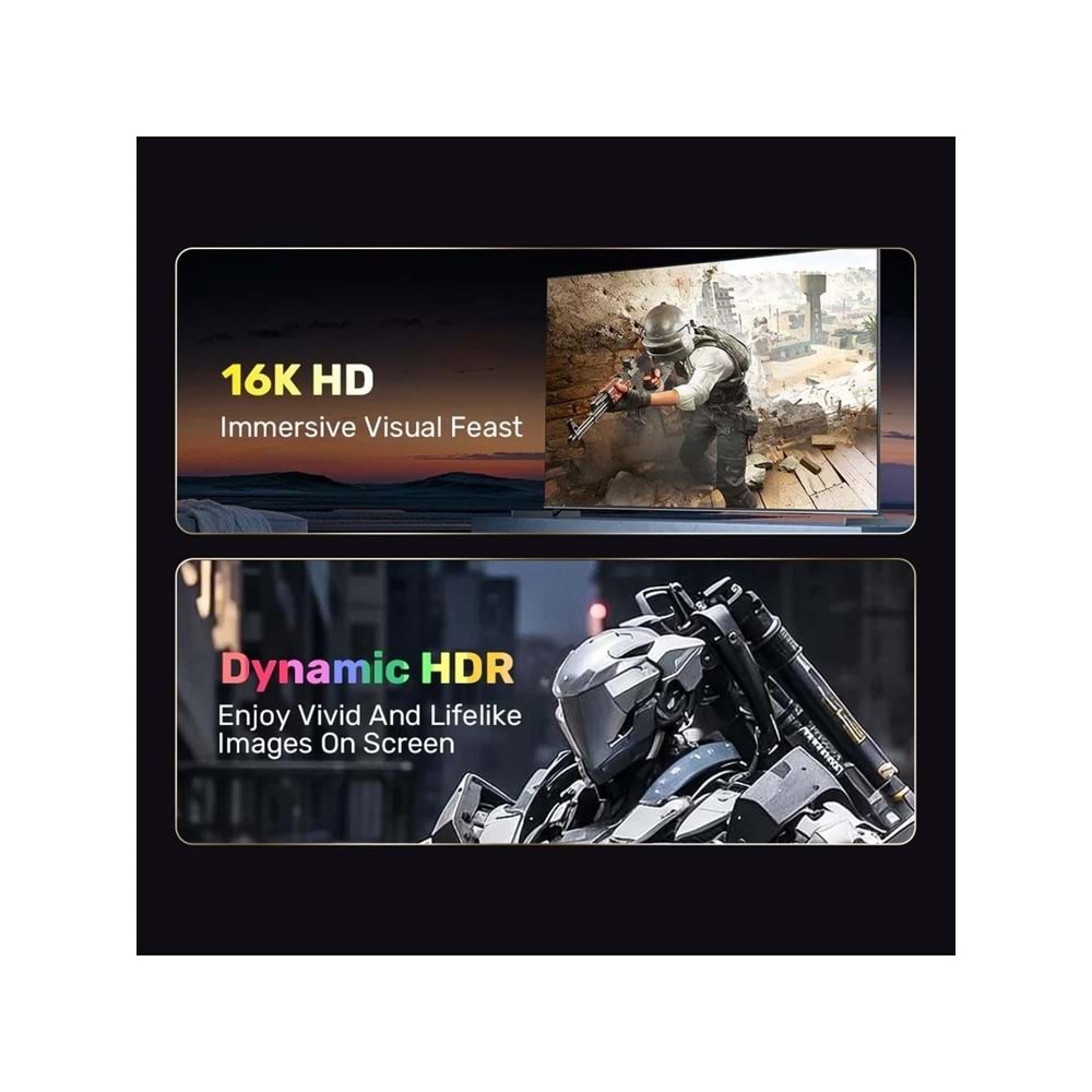 UNITEK DisplayPort 2.1 Kablosu 2 Metre – 16K@60Hz, %100 Bakır – C1626GY01-2M