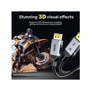 UNITEK DisplayPort 2.1 Kablosu 2 Metre – 16K@60Hz, %100 Bakır – C1626GY01-2M