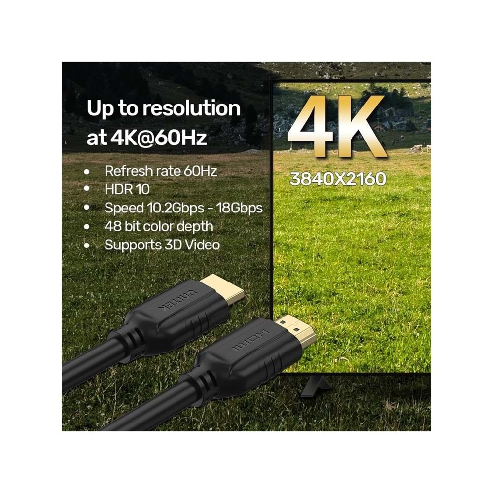 UNITEK HDMI 2.0 Kablosu 1.5 Metre – 4K@60Hz – C11079BK-1.5M