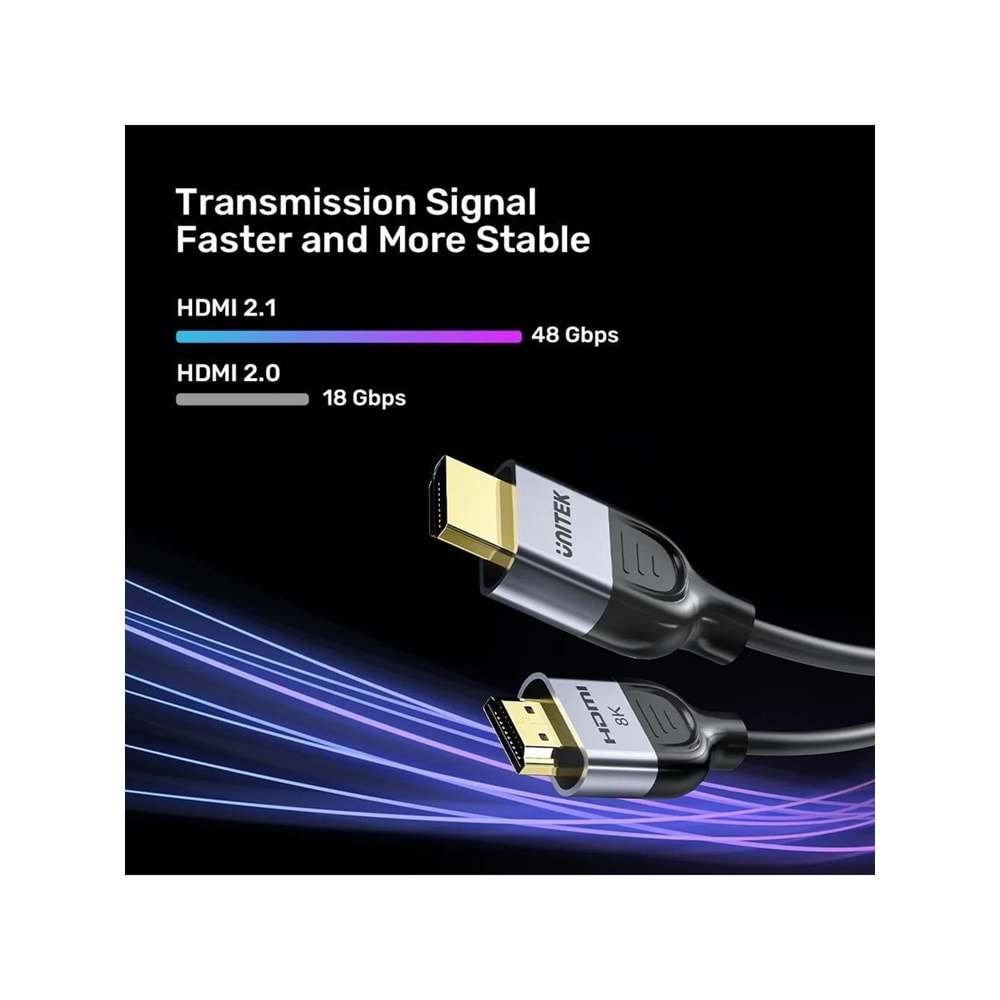 UNITEK HDMI 2.1 Kablosu 1.5 Metre – 8K@60Hz – C11086GY01-1.5M