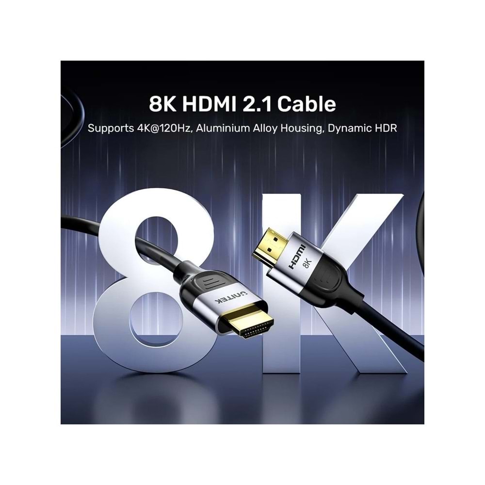 UNITEK HDMI 2.1 Kablosu 1 Metre – 8K@60Hz – C11086GY01-1M
