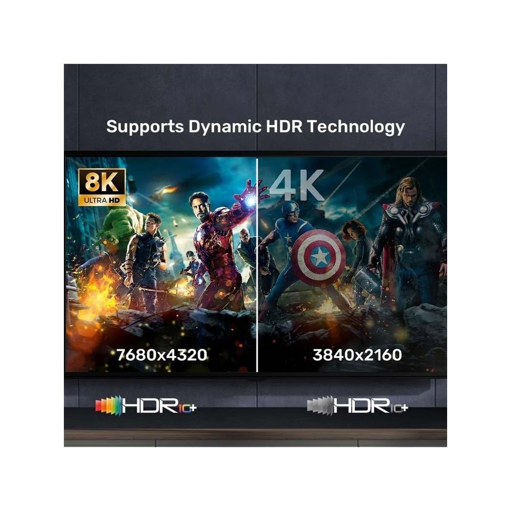 UNITEK HDMI 2.1 Kablosu 1 Metre – 8K@60Hz – C11086GY01-1M