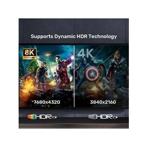 UNITEK HDMI 2.1 Kablosu 1 Metre – 8K@60Hz – C11086GY01-1M