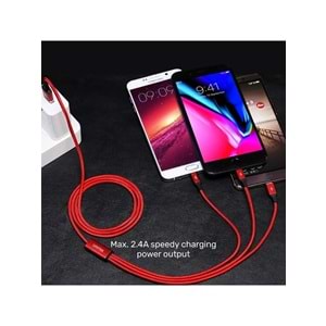 UNITEK USB-A 3in1 Hızlı Şarj Kablosu 1.2 Metre – Micro USB, Type-C, Lightning – C14049BK