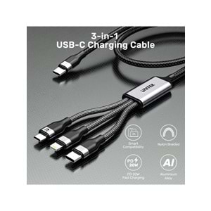 UNITEK Type-C 3in1 Hızlı Şarj Kablosu 1.5 Metre – 20W – C14101AGY01-1.5M