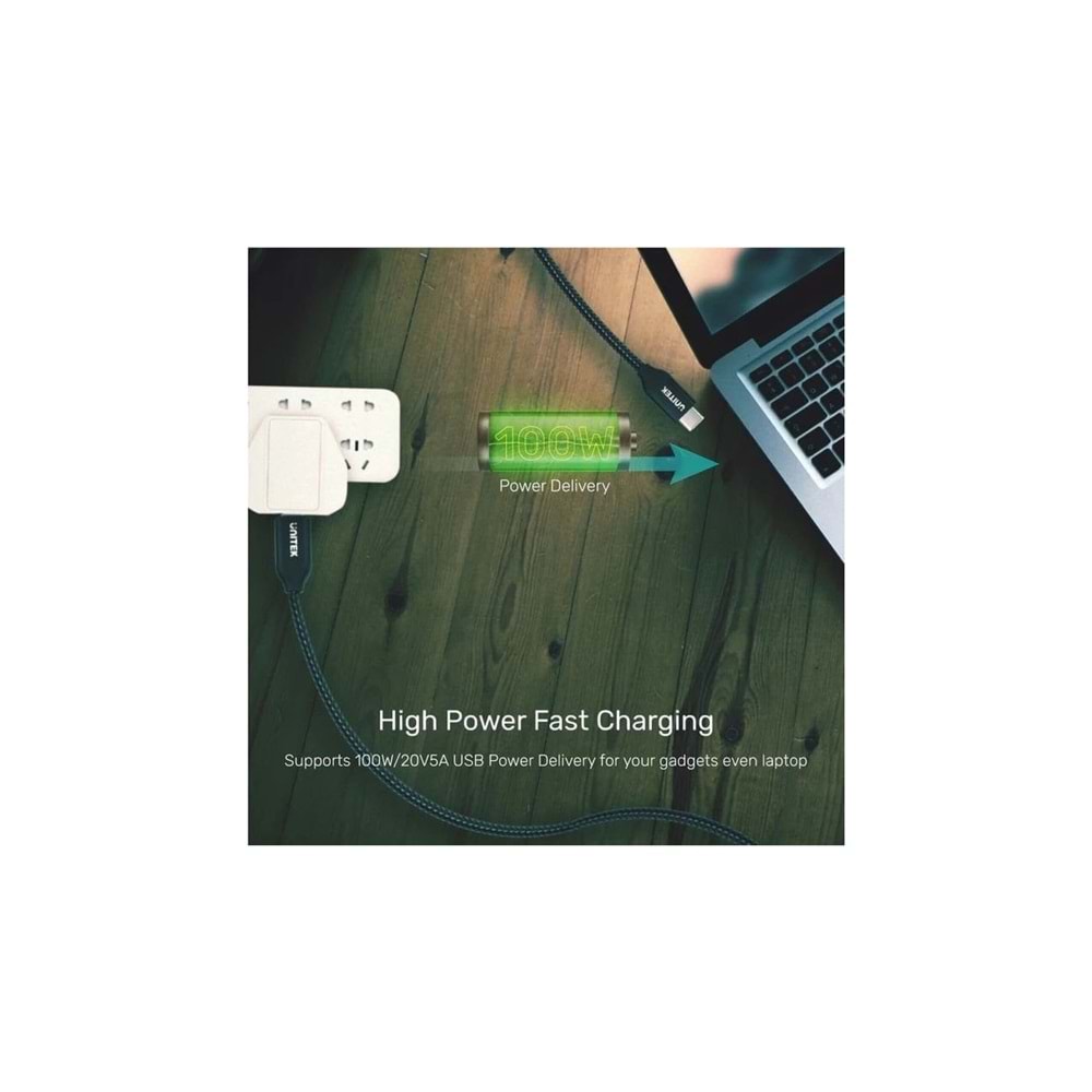 UNITEK Type-C Hızlı Şarj Kablosu 2 Metre – 100W – C14059BK