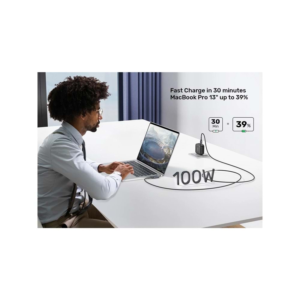 UNITEK Type-C Hızlı Şarj Kablosu 90 Derece 2 Metre – 100W – C14123BK-2M