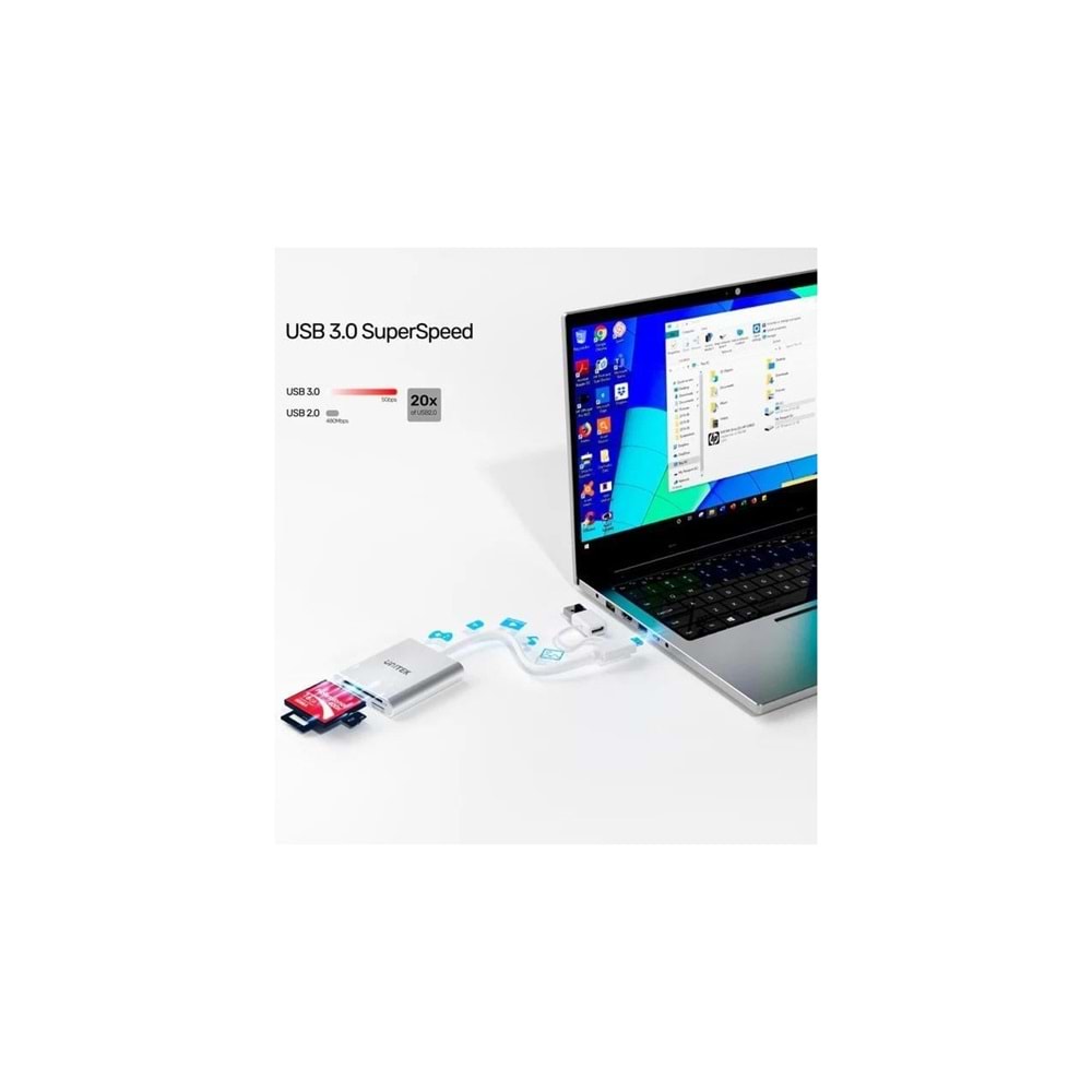 UNITEK USB-C/A to Hafıza Kart Okuyucu – SD/CF/Micro SD – 5Gbps – Y-9313D