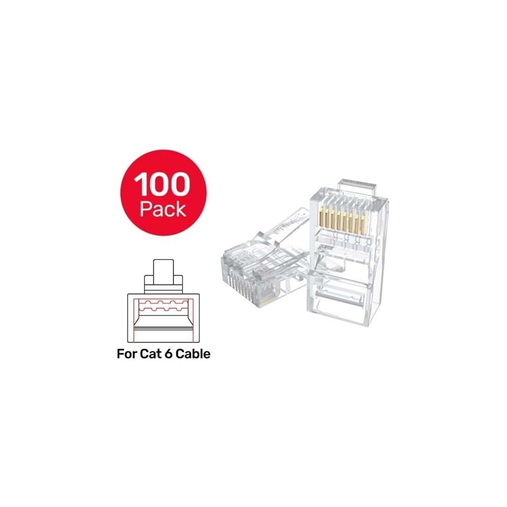 UNITEK CAT6 RJ45 Modüler Konnektör – 100'lü Paket – Y-OT19TP