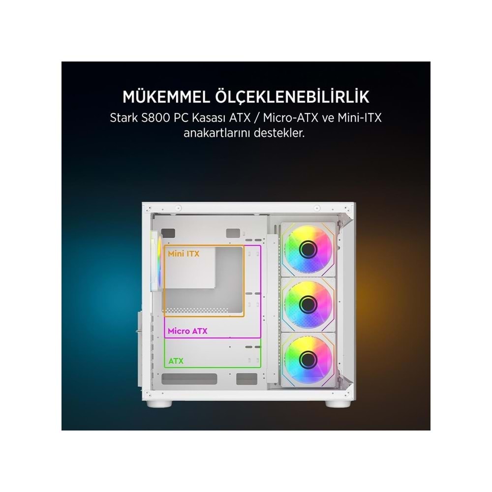 James Donkey Stark S800 4X ARGB Beyaz Gaming Kasa