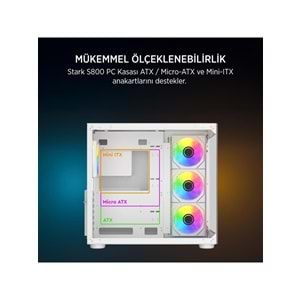 James Donkey Stark S800 4X ARGB Beyaz Gaming Kasa