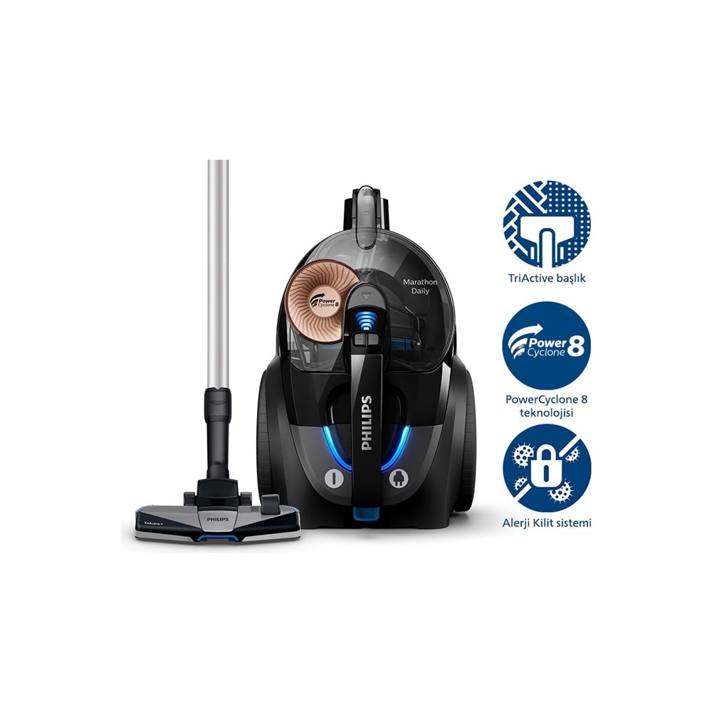 Philips Marathon Ultimate XB7150/07 Toz Torbasız Elektrikli Süpürge 900W - Gri