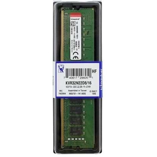 Kingston 16GB 3200MHz DDR4 CL22 Ram (KVR32N22D8/16WP)