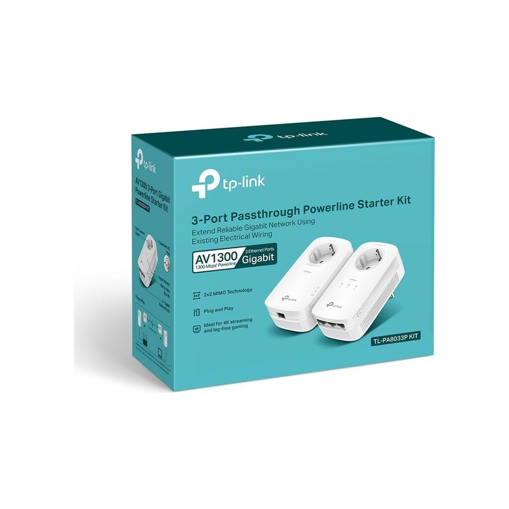 Tp-Link TL-PA8033P KIT AV1300 3-Port Gigabit Powerline Starter Kit(Powerline Ad)