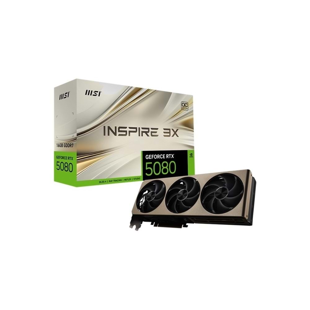 Msi Geforce RTX5080 16G INSPIRE 3X OC 16GB GDDR7 256BIT 1XHDMI 3XDP Ekran Kartı