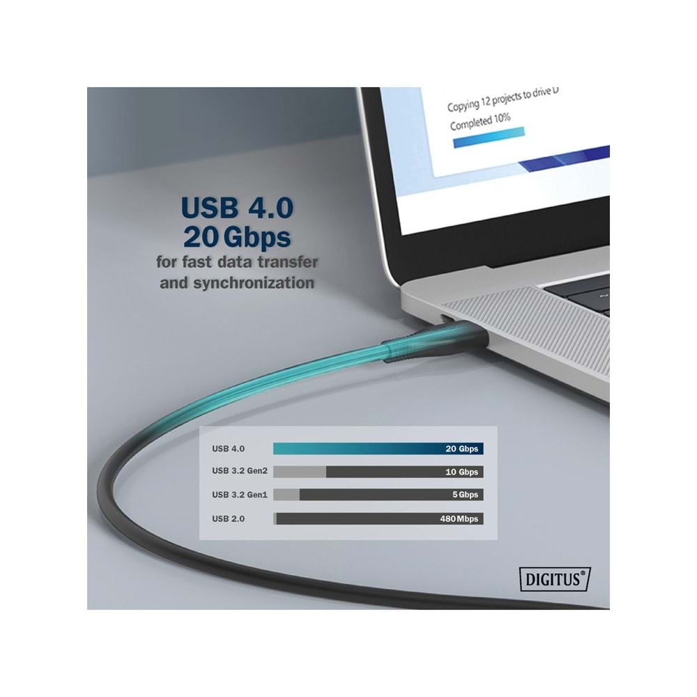 Digitus Şarj Data 8K Type-C to Type-C (20Gbps)(2m)