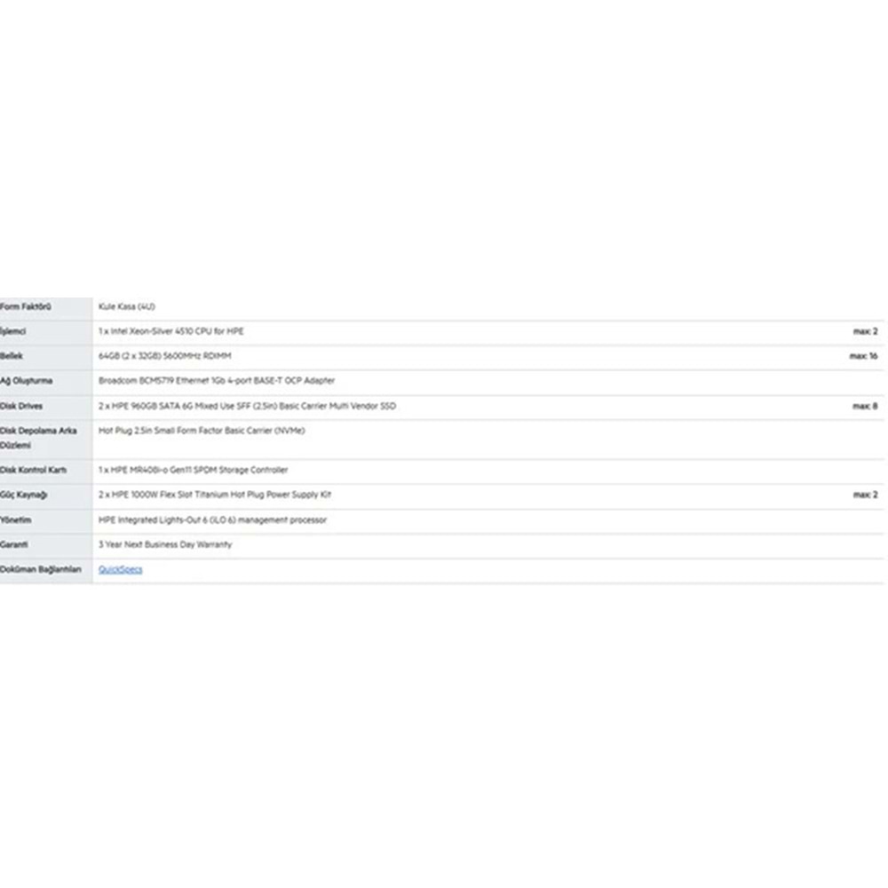 HPE ML350 Gen11 Silver 4510-64G-2x960G-4U (P71671)