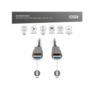DIGITUS HDMI AOC Hybrid Fiber Optik Kablo 30m