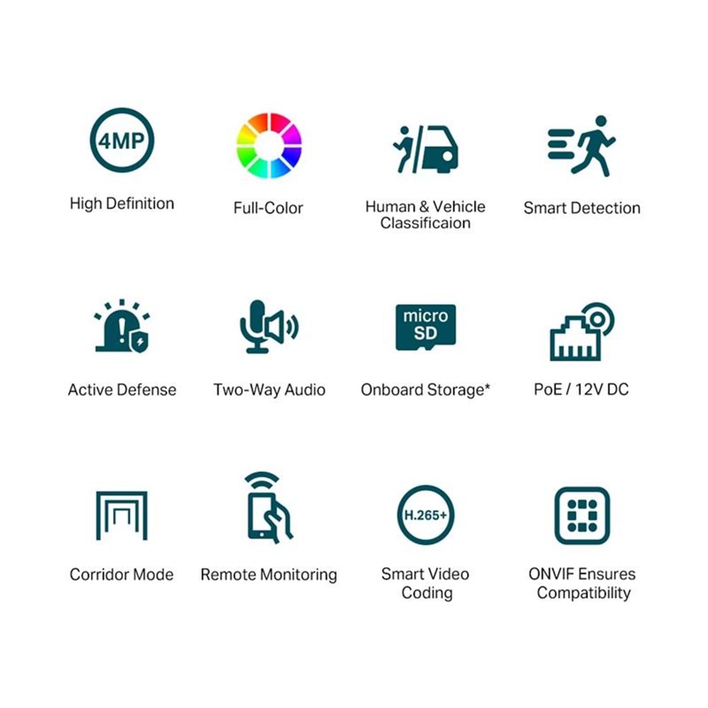 Vigi C440 V2 4MP 2.8mm Full-Color Dome IP Kamera (Çift Yönlü Ses,Dahili Mik)