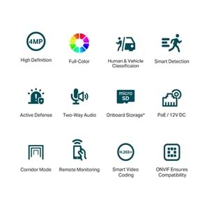 Vigi C440 V2 4MP 2.8mm Full-Color Dome IP Kamera (Çift Yönlü Ses,Dahili Mik)