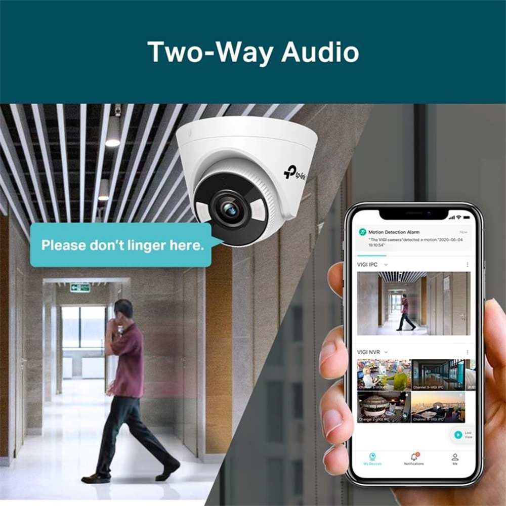 Vigi C440 V2 4MP 2.8mm Full-Color Dome IP Kamera (Çift Yönlü Ses,Dahili Mik)