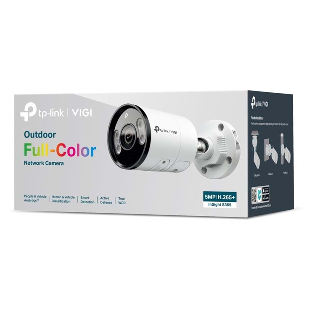 Vigi InSight S355 5MP 2.8mm Full-Color Bullet Kamera (H.265+,Dahili Mikrofon