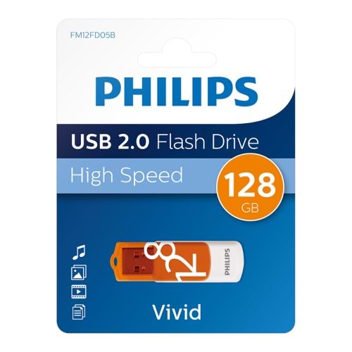 Philips FM12FD05B 128GB USB 2.0 Vivid Turuncu Flash Disk