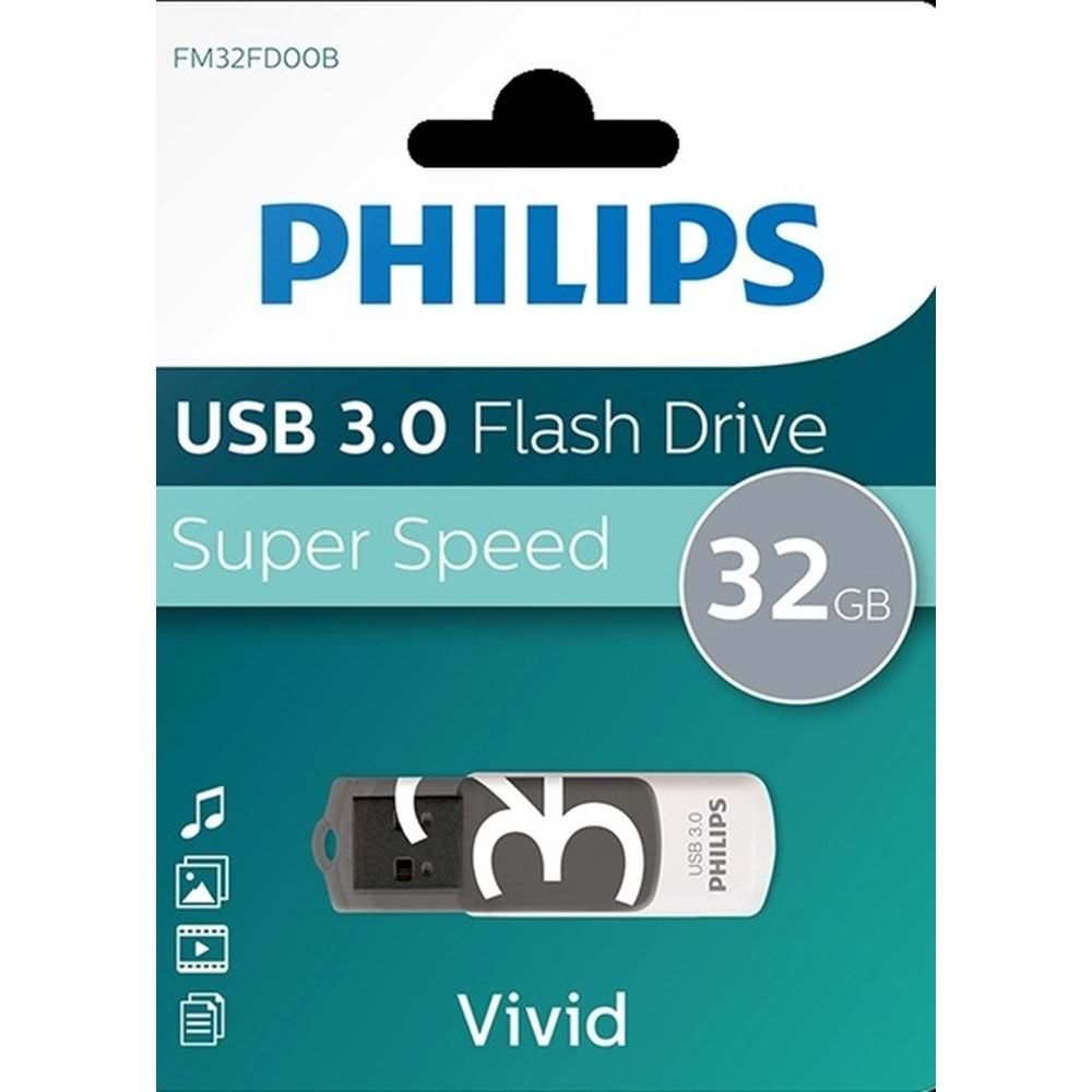 Philips FM32FD00B 32GB USB 3.0 Vivid Gölge Grisi Flash Disk