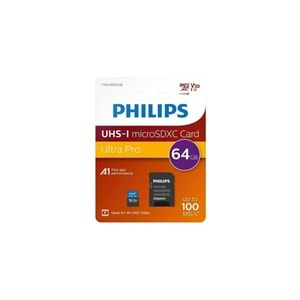Philips FM64MP65B 64GB SDXC UHS-I V30 Class10 MicroSD Kart Bellek (SD Adaptörlü)