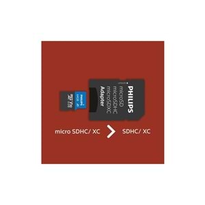 Philips FM64MP65B 64GB SDXC UHS-I V30 Class10 MicroSD Kart Bellek (SD Adaptörlü)