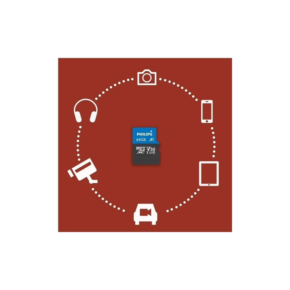 Philips FM64MP65B 64GB SDXC UHS-I V30 Class10 MicroSD Kart Bellek (SD Adaptörlü)