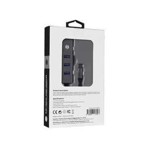 S-Link SW-U3325 GigaBit Type-C to RJ45 3xUSB 3.0 Metal Ethernet Kartı
