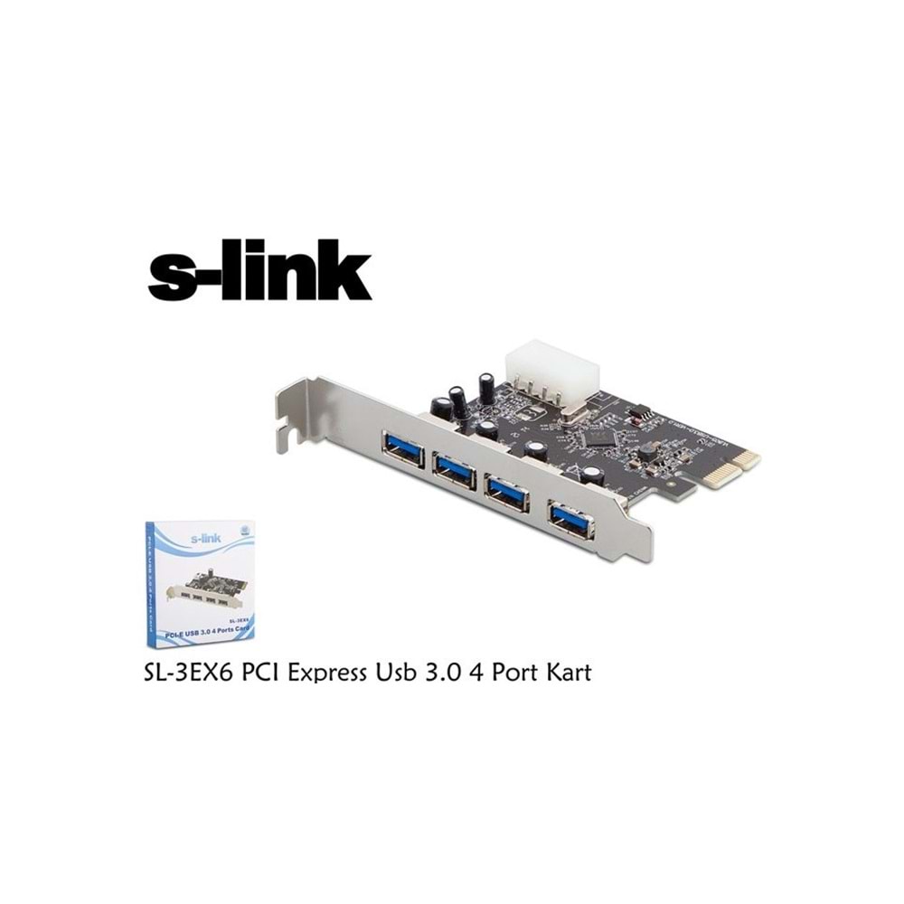 S-Link SL-3EX6 PCI Express TO USB 3.0 x4 Port Kart