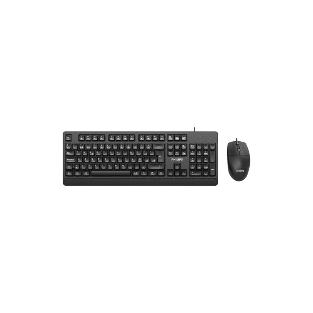 Philips SPT6247B Siyah Türkçe Q USB Kablolu Multimedya Klavye Mouse Set