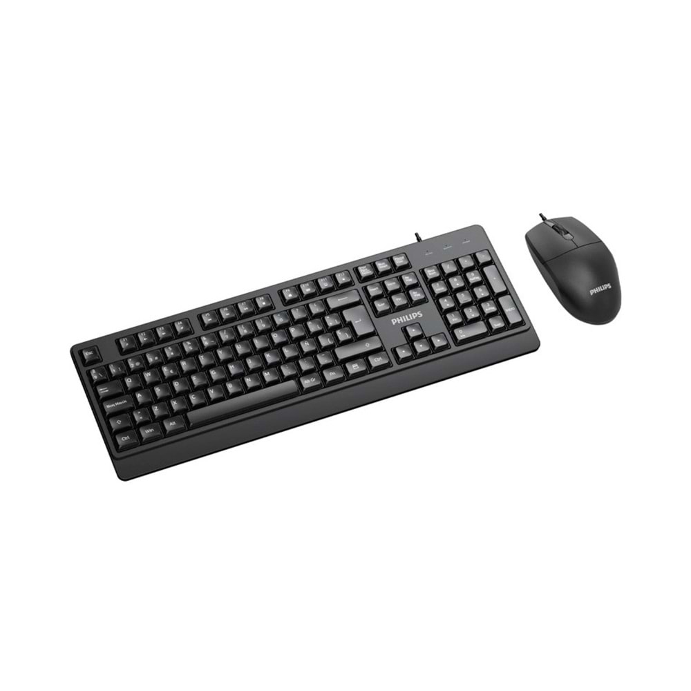 Philips SPT6247B Siyah Türkçe Q USB Kablolu Multimedya Klavye Mouse Set