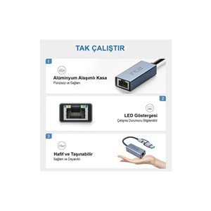 INCA IUTP-01T USB 3.0 TYPE-C 3.1 ETHERNET RJ45 1000MBPS ALUMINYUM Kasa